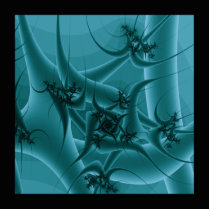 Turquoise Blue and Teal Fractal Art Design. Photo Cut Outs