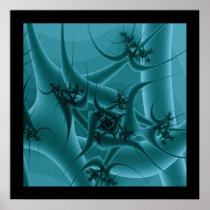 Turquoise Blue and Teal Fractal Art Design. Print