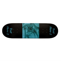 Turquoise Blue and Teal Fractal Art Design. Skate Board