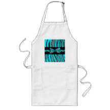 Turquoise Blue & Black Zebra Glitter Stripes Apron