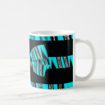 Turquoise Blue & Black Zebra Glitter Stripes Mugs