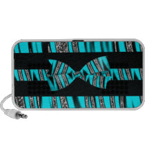 Turquoise Blue & Black Zebra Glitter Stripes PC Speakers