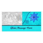 turquoise blue floral photo cards