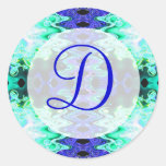turquoise blue monogram sticker