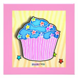 Turquoise Blueberry Frosted CUPCAKE INVITATION