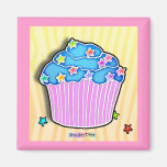 Turquoise Blueberry Frosted CUPCAKE MAGNET