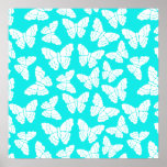 Turquoise butterflies Poster