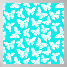 Turquoise butterflies Poster
