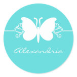 Turquoise Butterfly Swirls Stickers