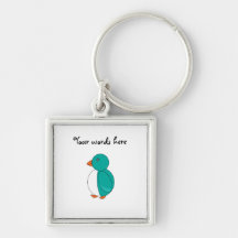 Turquoise cute penguin key chains