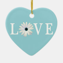 Turquoise Daisy Love Ornament
