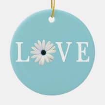 Turquoise Daisy Love Ornament