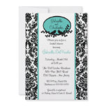 Turquoise Damask Bridal Shower Invitation