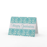 Turquoise Damask Customisable Anniversary Card