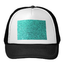 Turquoise faux glitter graphic mesh hats