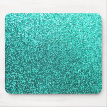 Turquoise faux glitter graphic mouse pad