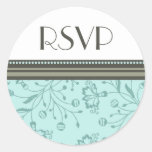 Turquoise Floral RSVP Envelope Seals Stickers
