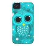 turquoise flowers and cute owl iPhone 4 cover