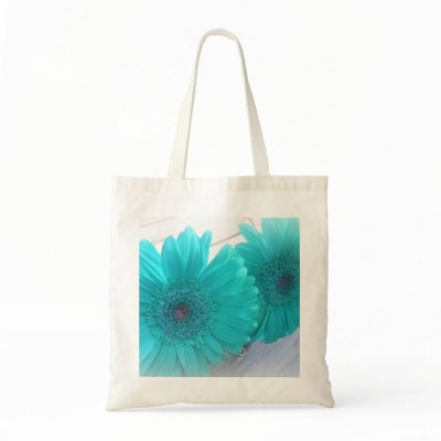 Turquoise Gerbera Tote Canvas Bags