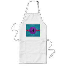 Turquoise glitter monogram aprons