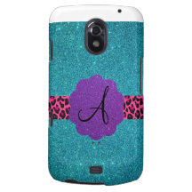 Turquoise glitter monogram samsung galaxy nexus covers