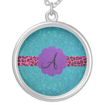 Turquoise glitter monogram custom jewelry