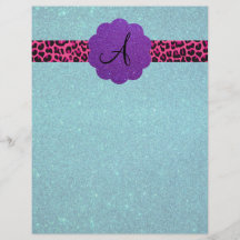 Turquoise glitter monogram personalized flyer