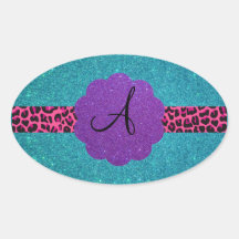 Turquoise glitter monogram sticker