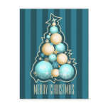 Turquoise & Gold Bubbles Christmas Tree Postcards