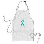 Turquoise Heart Shaped Awareness Ribbon aprons