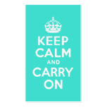 Turquoise Keep Calm and Carry On Business Card Template