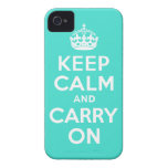 Turquoise Keep Calm and Carry On Iphone 4 Cases