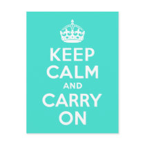 Turquoise Keep Calm and Carry On Post Card