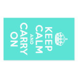 Turquoise Keep Calm and Carry On Rectangle Stickers