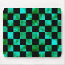 Turquoise marble Checkerboard Mouse Pad