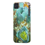 Turquoise N Gold Tulips iPhone 4 case