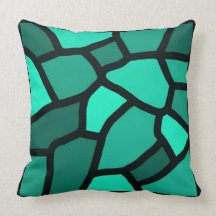 Turquoise Ocean Abstract Stained Glass Pillow