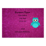 Turquoise owl pink glitter business card templates