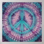 Turquoise Peace Sign Tie Dye posters