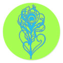 Turquoise Peacock Feather stickers