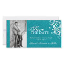 Turquoise Photo Save The Date Invitation