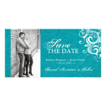 Turquoise Photo Save The Date Invitation Photo Cards
