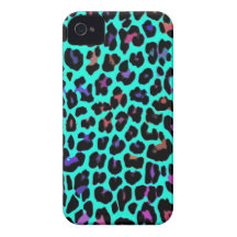 Turquoise Pop Leopard Print iPhone 4 Case-Mate Cases