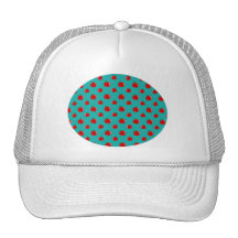 Turquoise red apple pattern hat