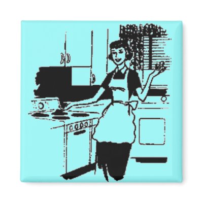 Turquoise Retro 50s Housewife in the Kitchen Magnet by JuJuGarden