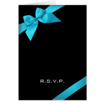 Turquoise Ribbon RSVP Note Cards