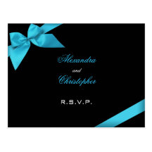 Turquoise Ribbon RSVP Post Card