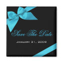 Turquoise Ribbon Wedding Invitation Save The Date magnets
