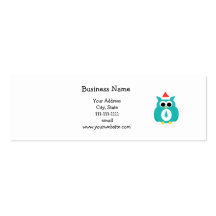 Turquoise santa owl business card templates