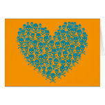 Turquoise Skull Heart Greeting Card